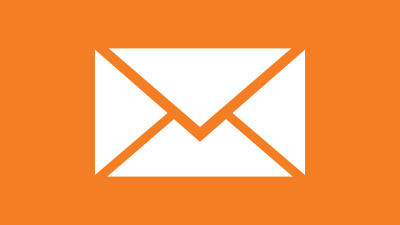 white envelope icon on orange background