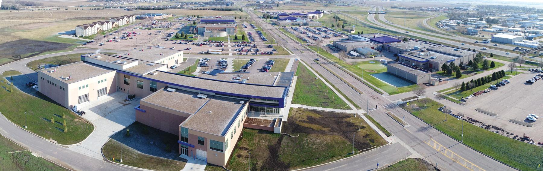 ariel view of Southeast Tech's Campus, taken near the HUB