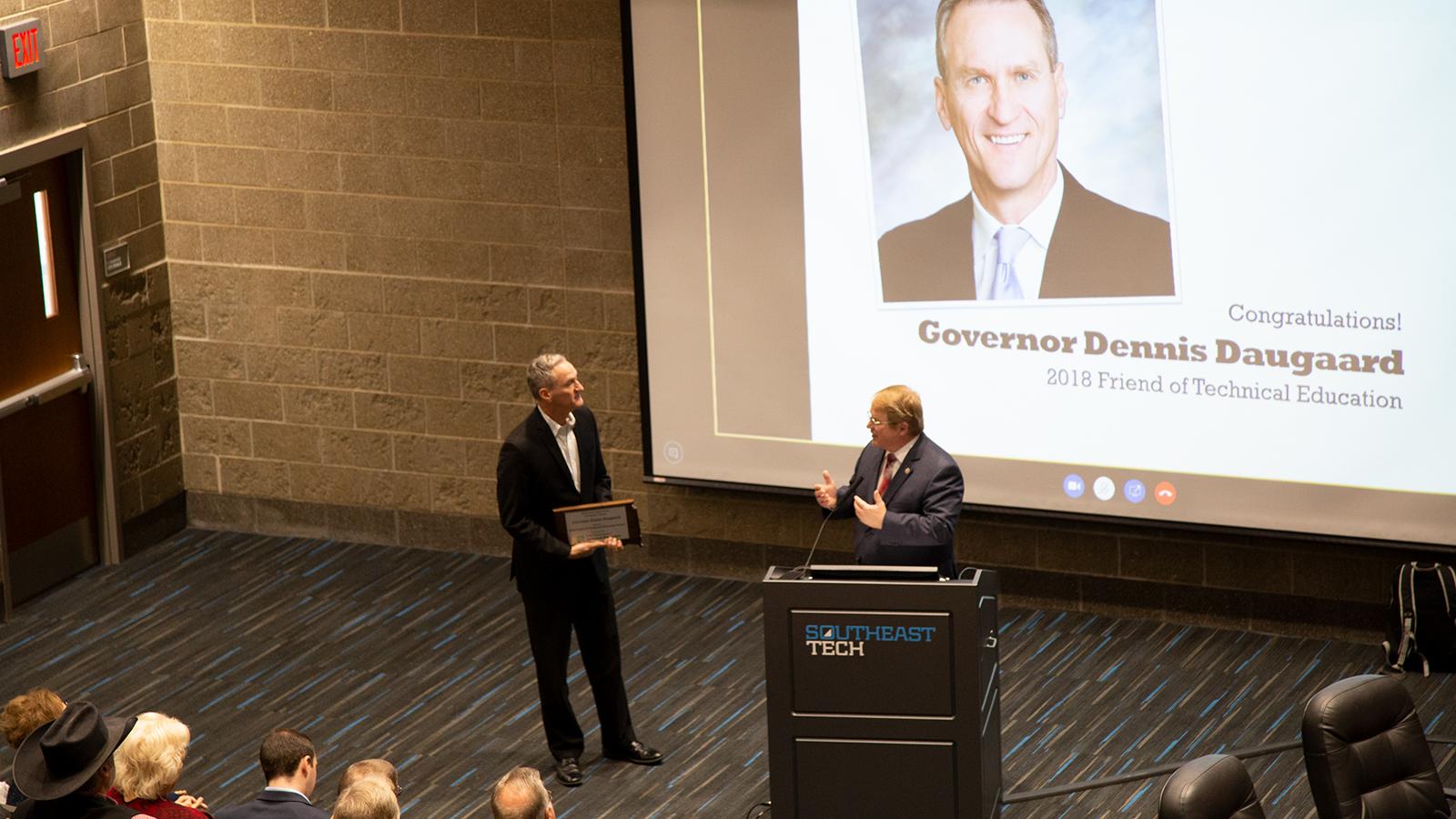 Governor Dennis Daugarrd Receives Tech Ed Award
