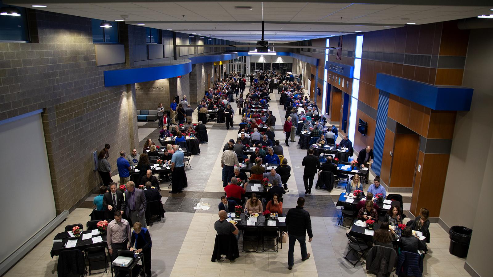 Advisory Board Members Gathering at Tables in the HUB at Southeast Tech