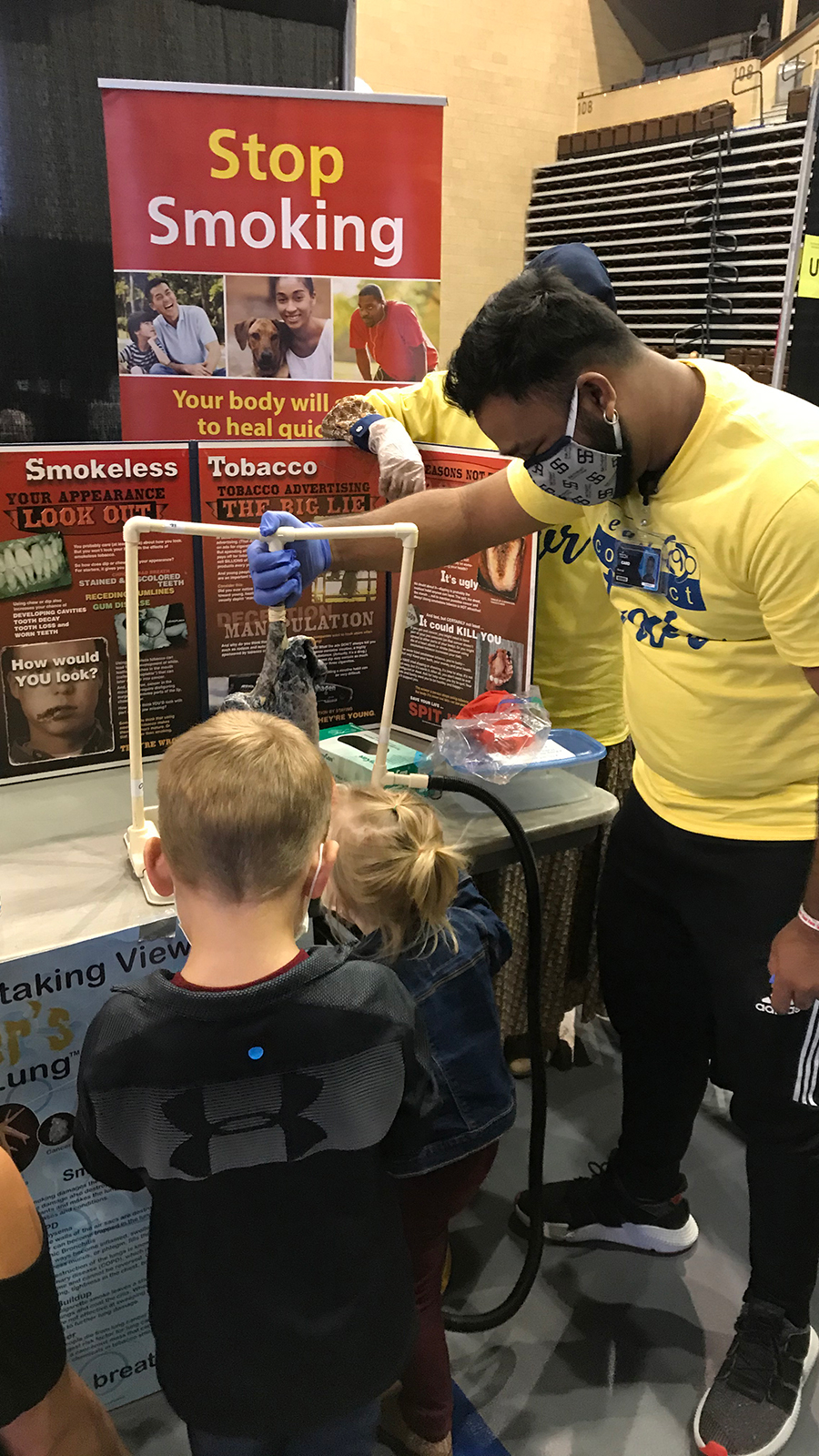 Student shows child charred lung