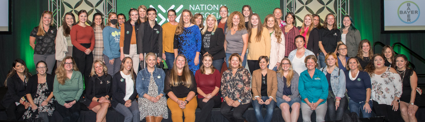 Woman Leader of the Year award nominees Group photo of award nominees on a stage