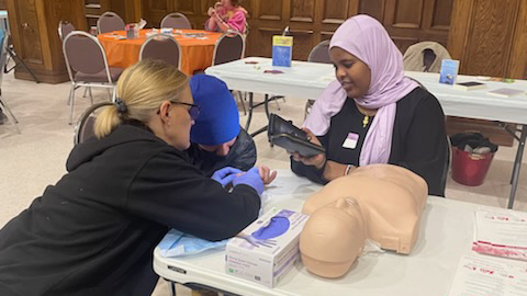 Medical Assisting students at health fair Group of students at health and wellness fair