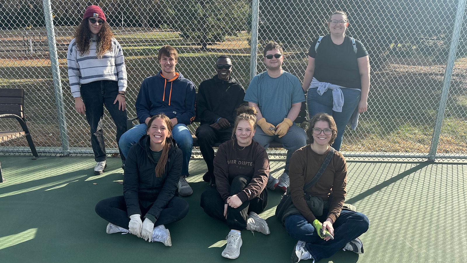 Students at tennis court