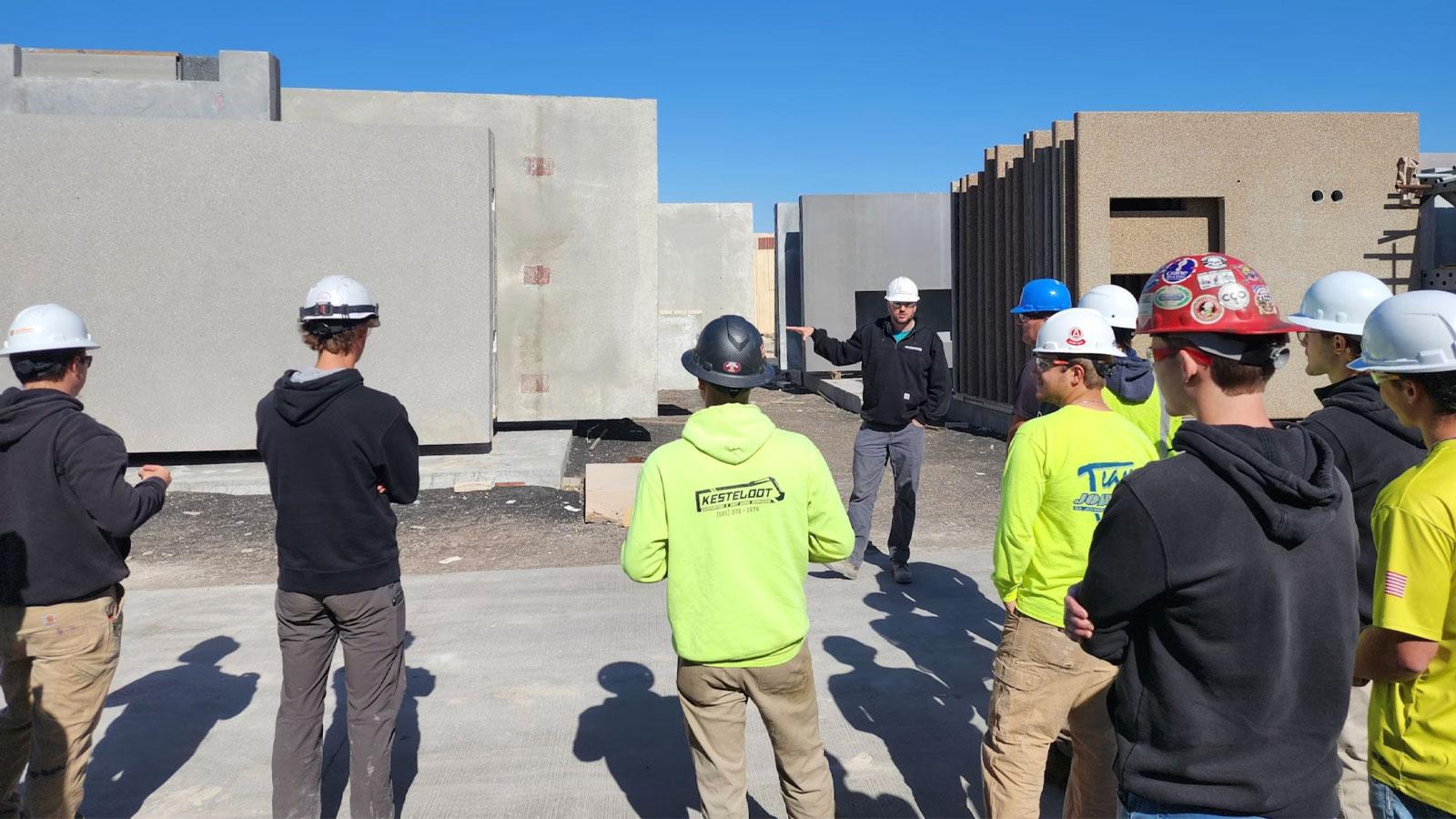 Gage Brothers 6 The Civil Construction class at Southeast Technical College visited Gage Brothers the first week of October to learn about cutting-edge construction techniques. Gage Brothers is a leading construction company in Sioux Falls that works on “building communities and the structures that make up the places people visit, learn, work and play. We manufacture precast concrete that takes on many shapes and forms to structurally support buildings or give them a beautiful exterior facade.” During their visit, the Civil Construction class learned about techniques for forming post and pretensioned concrete, precast construction, bridge beams and columns.