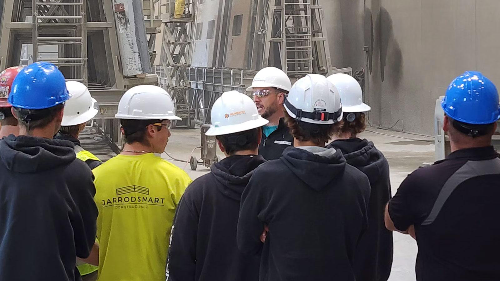 Gage Brothers 11 The Civil Construction class at Southeast Technical College visited Gage Brothers the first week of October to learn about cutting-edge construction techniques. Gage Brothers is a leading construction company in Sioux Falls that works on “building communities and the structures that make up the places people visit, learn, work and play. We manufacture precast concrete that takes on many shapes and forms to structurally support buildings or give them a beautiful exterior facade.” During their visit, the Civil Construction class learned about techniques for forming post and pretensioned concrete, precast construction, bridge beams and columns.