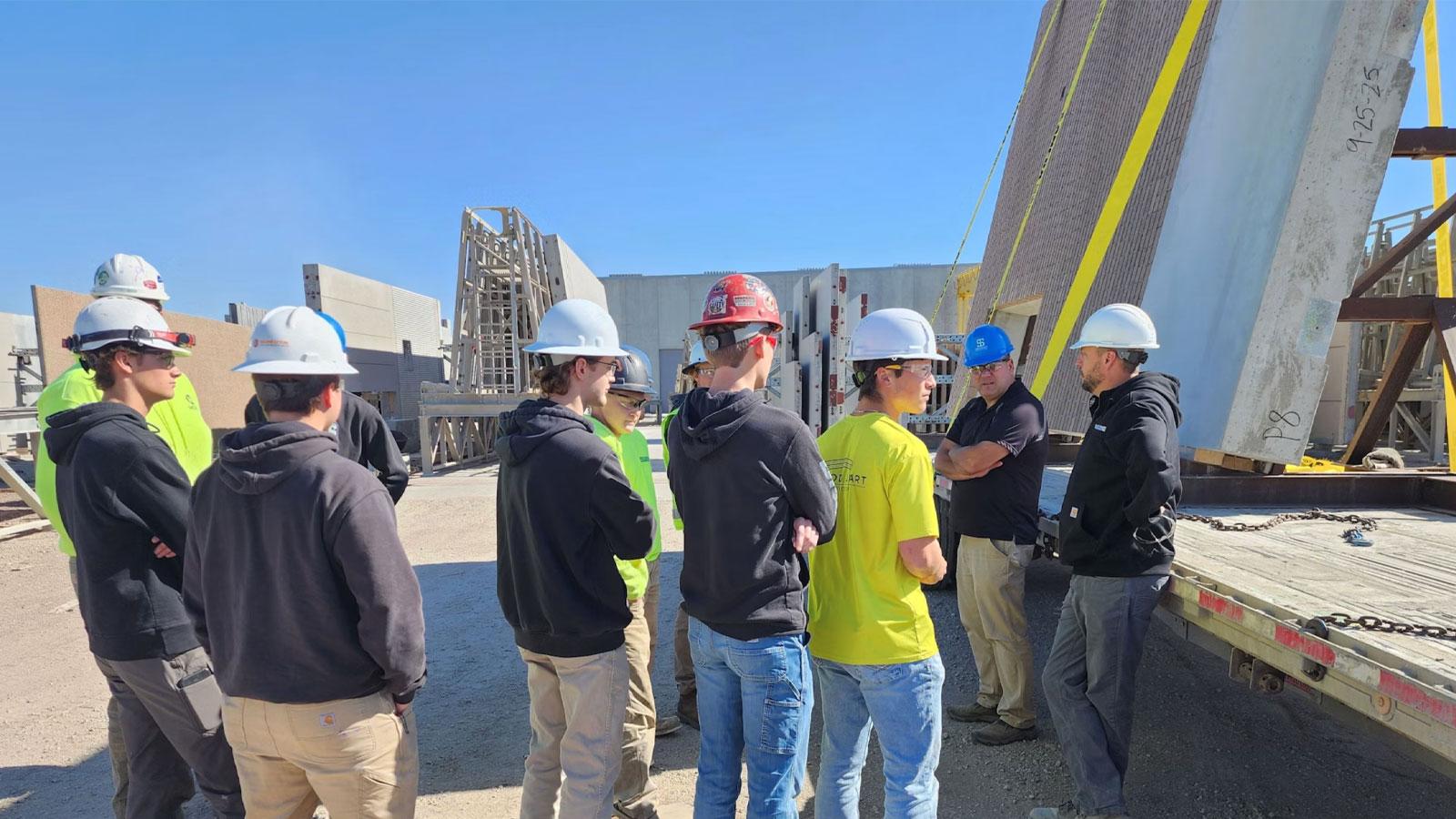 Gage Brothers 12 The Civil Construction class at Southeast Technical College visited Gage Brothers the first week of October to learn about cutting-edge construction techniques. Gage Brothers is a leading construction company in Sioux Falls that works on “building communities and the structures that make up the places people visit, learn, work and play. We manufacture precast concrete that takes on many shapes and forms to structurally support buildings or give them a beautiful exterior facade.” During their visit, the Civil Construction class learned about techniques for forming post and pretensioned concrete, precast construction, bridge beams and columns.