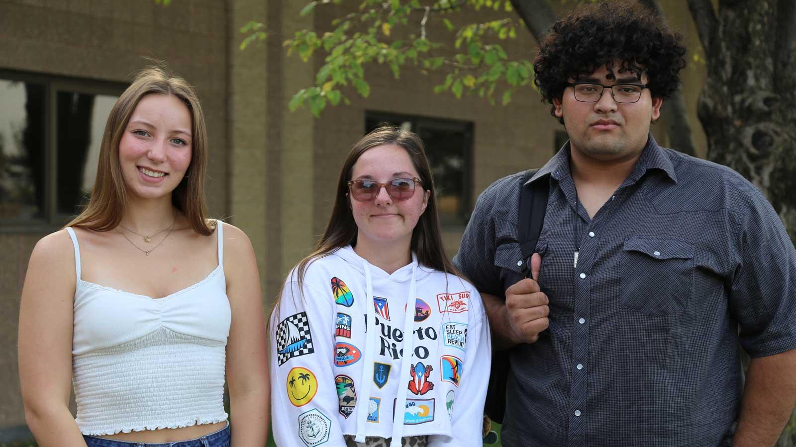 Students posing outside Mickelson Center