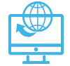 Computer and Globe Icon outline