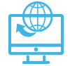 Computer with Globe outline - icon