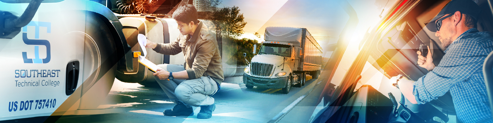 Students training to drive and repair commercial vehicles. 
