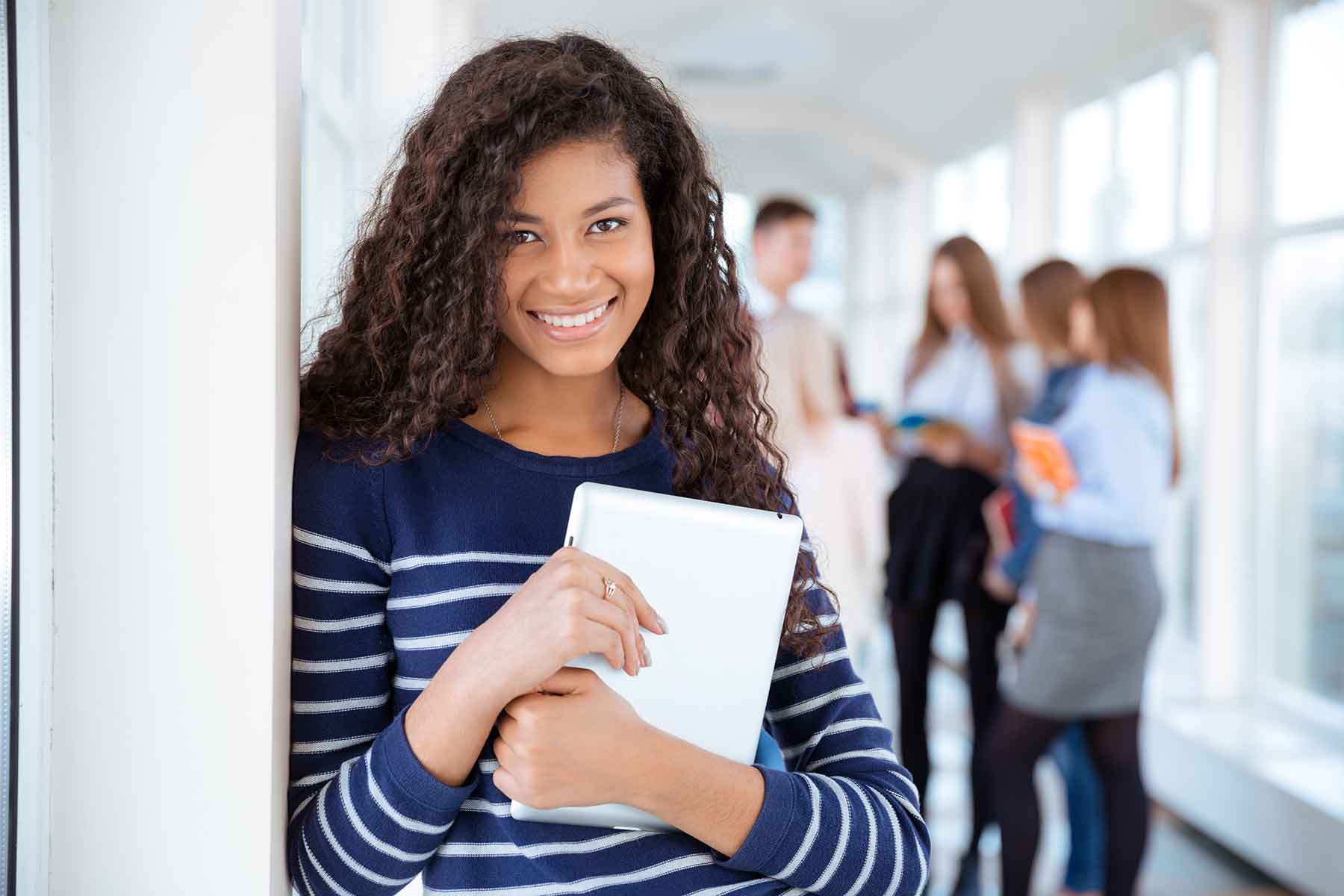 High School student near locker