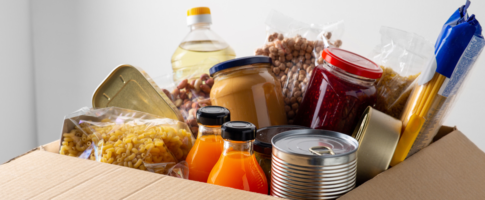 a box of non-perishable food items