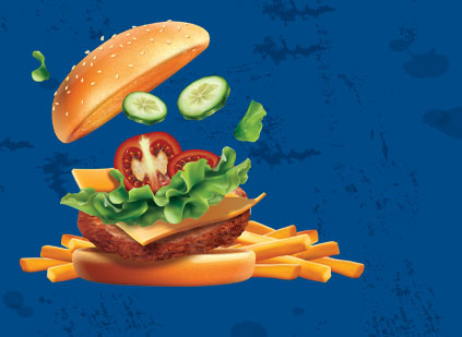 Burger with blue background