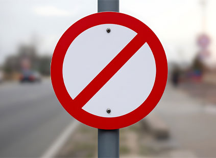 Crossed out symbol on sign