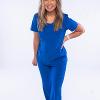 Front view of Cherokee Infinity scrubs in royal blue with sizes XXS-5XL available.