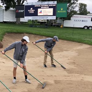 Jesse working along side classmates and industry professionals at the Sanford International Champions PGA Tour event at Minnehaha Country Club.